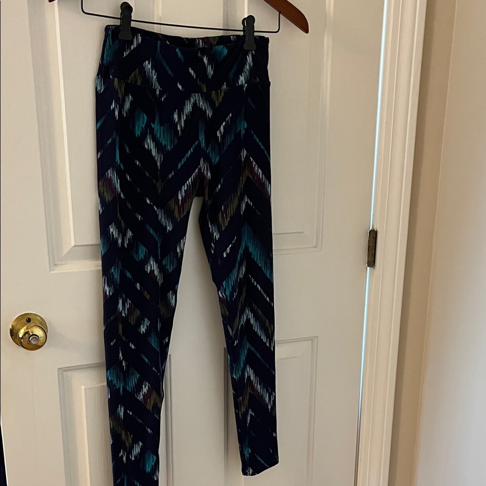 Patterned Leggings with Blue and Black Design